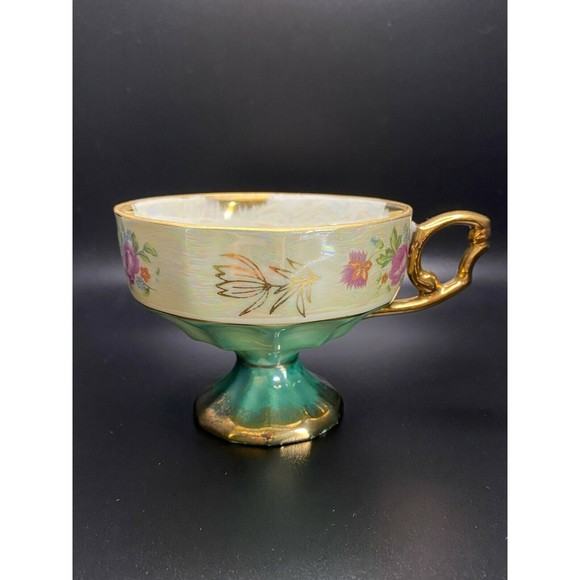 Pedestal Tea Cup Foreist Fine Porcelain Ware Versailles Style Lusterware (#3) - Picture 2 of 6